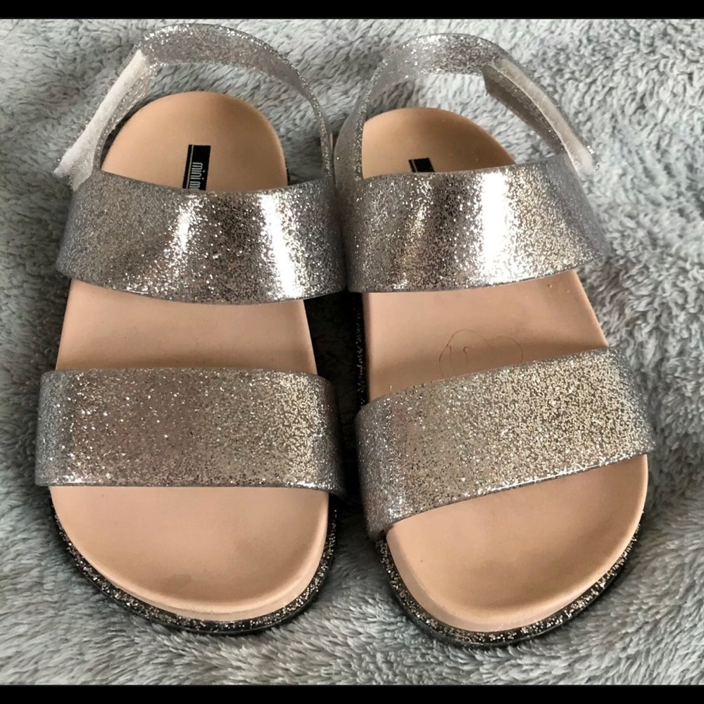 Mini Melissa Cosmic Silver Sparkle Sandal Flat